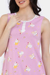 Zivame Joyful Jingles Knit Cotton Knee Length Nightdress - Orchid Smoke — thumbnail 5